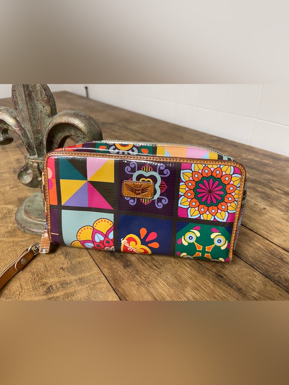 Consuela Multicolor Patchwork Floral Zip Wristlet Wallet